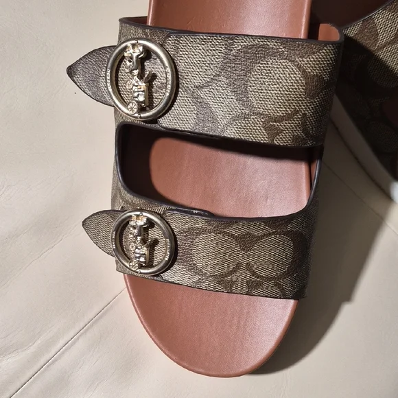 Coach Tan and Brown Slide Sandals - Picture 2 of 13